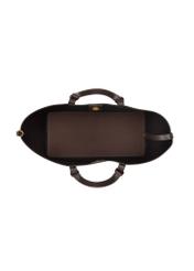 Hnedá dámska nákupná taška TOREC-1240-1H(W26), pohľad na produkt vo vnútri na bielom pozadí.