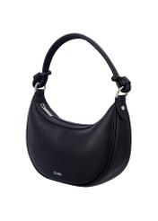 Čierna malá dámska hobo kabelka TOREC-1097-99(Z26), diagonálny pohľad na produkt na bielom pozadí.
