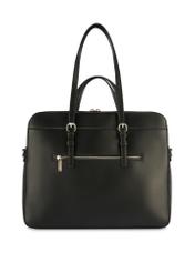 Čierna dámska taška na notebook TOREC-1108-99(Z25), pohľad na produkt zozadu na bielom pozadí.