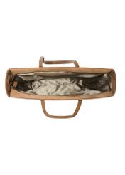 Dámska nákupná taška béžovej farby z semišu TORES-1248-1B(W26) - pohľad na produkt zhora, na bielom pozadí.