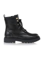 Čierne šnurovacie kožené čižmy BUTYD-1015-99(Z23)-01