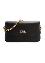 Malá čierna dámska kabelka TOREC-1171-99(W26), pohľad spredu na bielom pozadí.