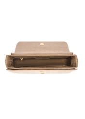 Malá krémová dámska kabelka TOREC-1171-0B(W26), pohľad na produkt zvnútra na bielom podklade.