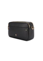 Malá čierna dámska kabelka TOREC-1173-99(W26), diagonálny pohľad na produkt na bielom pozadí.