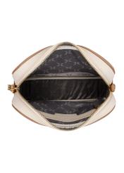 Dámska kožená taška cez rameno v krémovej farbe TORES-1274-0B(W26) - pohľad zhora na produkt na bielom pozadí.