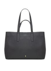 Čierna kožená nákupná taška TORES-1281-99(W26) - pohľad spredu na produkt, na bielom pozadí.