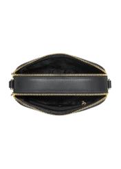 Čierna malá kožená dámska kabelka TORES-1262-99(W26) - pohľad na produkt zhora, na bielom pozadí.