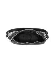 Čierna dámska kabelka hobo s ozdobnými šperkami TOREC-1326-99(Z26), pohľad na produkt vo vnútri na bielom pozadí.