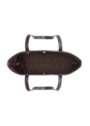 Hnedá dámska nákupná taška TOREC-1235-1H(W26), pohľad na produkt vo vnútri na bielom pozadí.