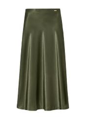 Satynowa spódnica midi w kolorze khaki SPCDT-0105-55 (W25)