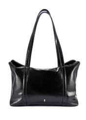 Čierna dámska nákupná taška TOREC-1206-9F(W26) - pohľad spredu na produkt, na bielom pozadí.