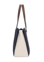 Navy blue women's shopper bag TOREC-1260-7E(Z26), side view of the product on a light background.