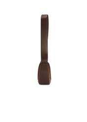 Hnedá semišová polkruhová dámska kabelka TORES-1178-89(Z25) - bočný pohľad na produkt na bielom podklade.