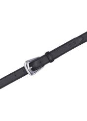 Čierny kožený dámsky opasok PASDS-0348-99(Z26), pohľad zhora na produkt na bielom pozadí.