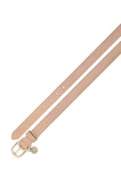 Dámsky kožený opasok béžovej farby PASDS-0275-81(Z25), pohľad na produkt zhora na bielom pozadí.