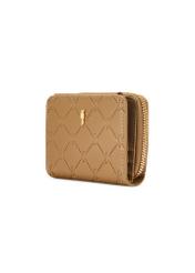 Malá béžová dámska peňaženka s monogramom POREC-0349A-81(Z25), diagonálny pohľad na produkt na bielom pozadí.