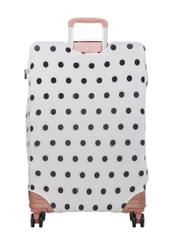 Veľký obal na kufor s bodkami AW-013-0007-0P-L(W26), pohľad na produkt zo zadnej strany kufra.