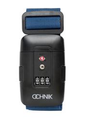 Tmavomodrý opasok na batožinu AW-011-004-7D(W26), pohľad spredu na bielom pozadí.