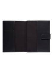 Čierne kožené puzdro na notebook PORMS-0718-99(Z26), pohľad na produkt vo vnútri na svetlom pozadí.