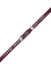 Tenký dámsky kožený opasok bordovej farby PASDS-0150C-49(Z25), pohľad na produkt s prackou na bielom pozadí.