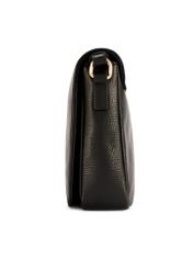 Schwarze Leder-Umhängetasche TORES-1266-9I(W26) - Seitenansicht des Produkts auf weißem Hintergrund.