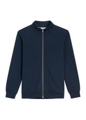 Pánska tmavomodrá mikina na zips BLZMT-0085-7E(Z26), pohľad spredu na bielom pozadí.