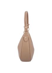 Béžová malá dámska hobo kabelka TOREC-1097-1B(Z26), pohľad na produkt zboku na svetlom pozadí.
