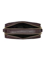 Malá hnedá kabelka z krokodílej kože TORES-1231-1H(W26), pohľad na produkt vo vnútri na bielom pozadí.