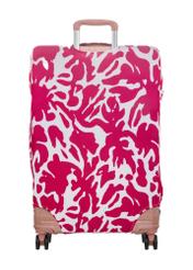 Ružový obal na veľký kufor AW-013-0007-5P-L(W26), pohľad na produkt zo zadnej strany kufra.