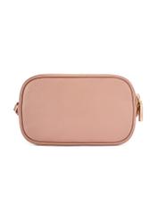 Malá ružová kožená dámska kabelka TORES-0466E-5D(W26) - pohľad na produkt zozadu, na bielom podklade.