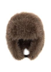 Hnedá dámska čiapka s klapkami na uši CZADF-0047-89(Z25) - pohľad spredu na produkt na bielom pozadí.