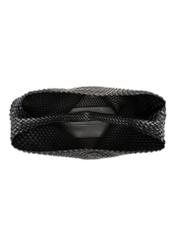 Čierna tkaná nákupná taška TOREC-1148-99(W26) - pohľad na produkt zhora, na bielom pozadí.