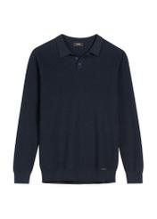 Pánsky bavlnený sveter v námorníckej modrej farbe SWEMT-0188-7E(W26) - pohľad spredu na produkt, na bielom pozadí.