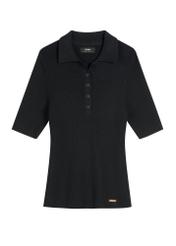 Dámska rebrovaná blúzka s krátkym rukávom BLUDT-0200-99(W26), pohľad spredu na bielom pozadí.