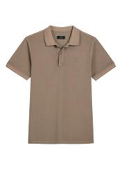 Pánske polo tričko v ťavej farbe POLMT-0055A-1D(W26), pohľad spredu na bielom pozadí.