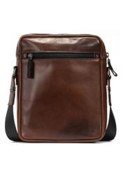 Pánska hnedá kožená taška TORMS-0104-1H(W26), pohľad na produkt zozadu na bielom pozadí.