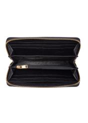 Čierna kožená dámska peňaženka PORES-0985-99(W26), pohľad na produkt zhora na bielom pozadí.