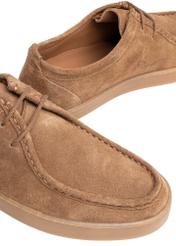 Pánske semišové topánky BUTYM-0532-1D(W26) v tmavomodrej farbe, detailný záber produktu na bielom pozadí.