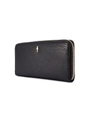 Čierna kožená dámska peňaženka PORES-0985-99(W26), diagonálny pohľad na produkt na bielom pozadí.