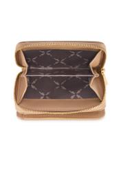 Malá béžová kožená dámska peňaženka PORES-0833R-1B(W26), pohľad na produkt vo vnútri na bielom pozadí.