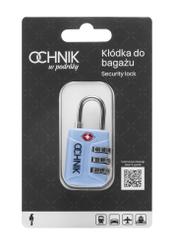 Modrý kombinovaný zámok TSA AW-015-0003-61(W25), pohľad na produkt v balení na bielom pozadí.