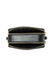 Čierna malá dámska kabelka TOREC-1126-99(W26), pohľad na produkt zhora na bielom pozadí.