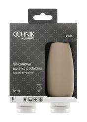 Fľaštičky na cestovnú kozmetiku AW-016-0001-1K(W26), pohľad spredu na produkt v balení na bielom pozadí.