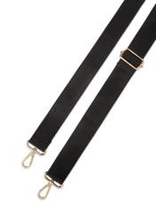 Dámska čierna kožená taška cez rameno TORES-1214-9I(W26), pohľad na produkt s popruhom na bielom pozadí.