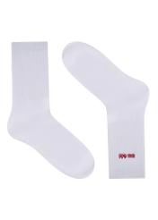 Dámske biele dlhé ponožky SKADT-0079-0B(W26), bočný pohľad na produkt na bielom podklade.