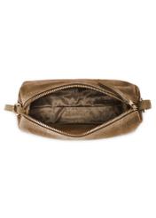 Dámska béžová semišová kabelka TORES-1249-1B(W26) - pohľad na produkt zhora, na bielom pozadí.