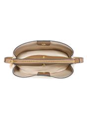 Malá krémová dámska kabelka TOREC-0768-0B(W26), pohľad na produkt zhora na bielom pozadí.