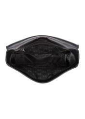 Čierna kožená dámska kabelka cez rameno TORES-1218-9I(W26), pohľad na produkt vo vnútri na bielom pozadí.