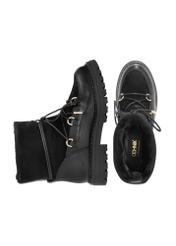 Dámske čierne semišové snehule BUTYD-1201-99(Z25), pohľad na produkt zhora na bielom pozadí.