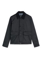 Čierna pánska prechodná bunda KURMT-0419-99(W26), pohľad spredu na bielom pozadí.